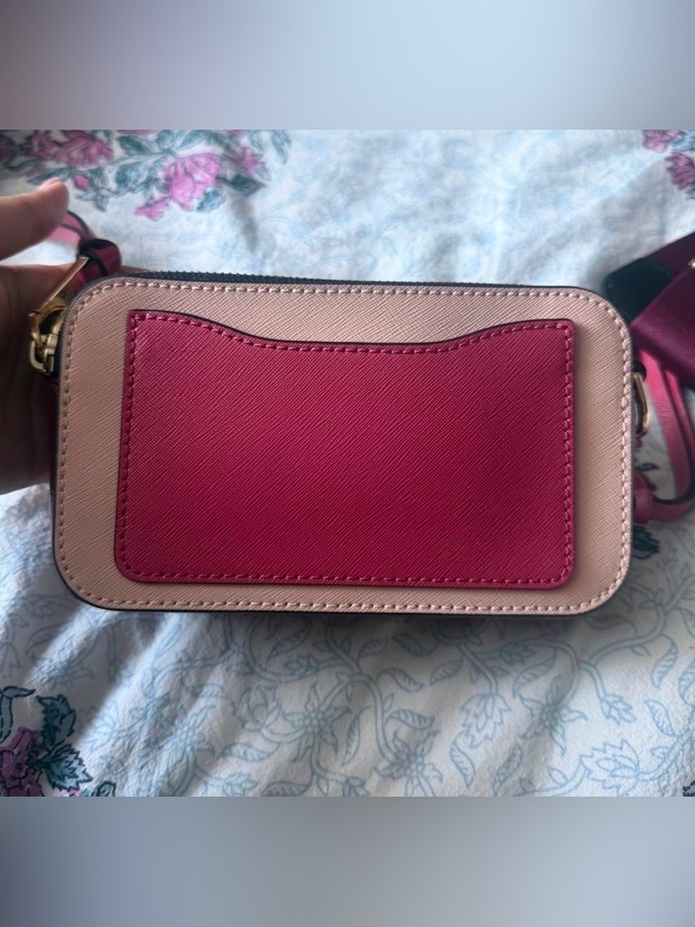 Marc Jacobs Blush Pink Snapshot Crossbody with Burgundy Stripe Strap ❤️🩷 - Picture 6 of 8